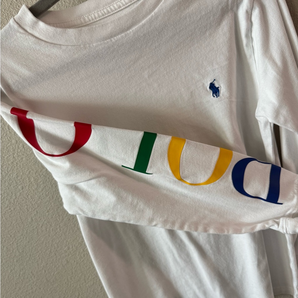 Boys Polo Ralph Lauren White Long Sleeve Tee - Picture 6 of 6